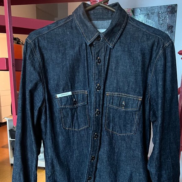 Non-stretch Raw/Selvedge Denim Button Up Shirt - Picture 1 of 9